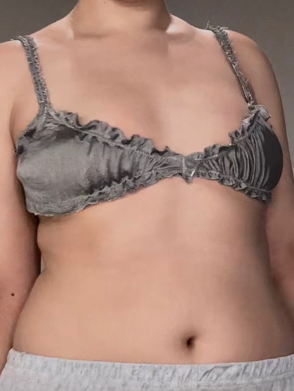 Couture Organdy Grey Ruffle Bra - Picture 1 of 2